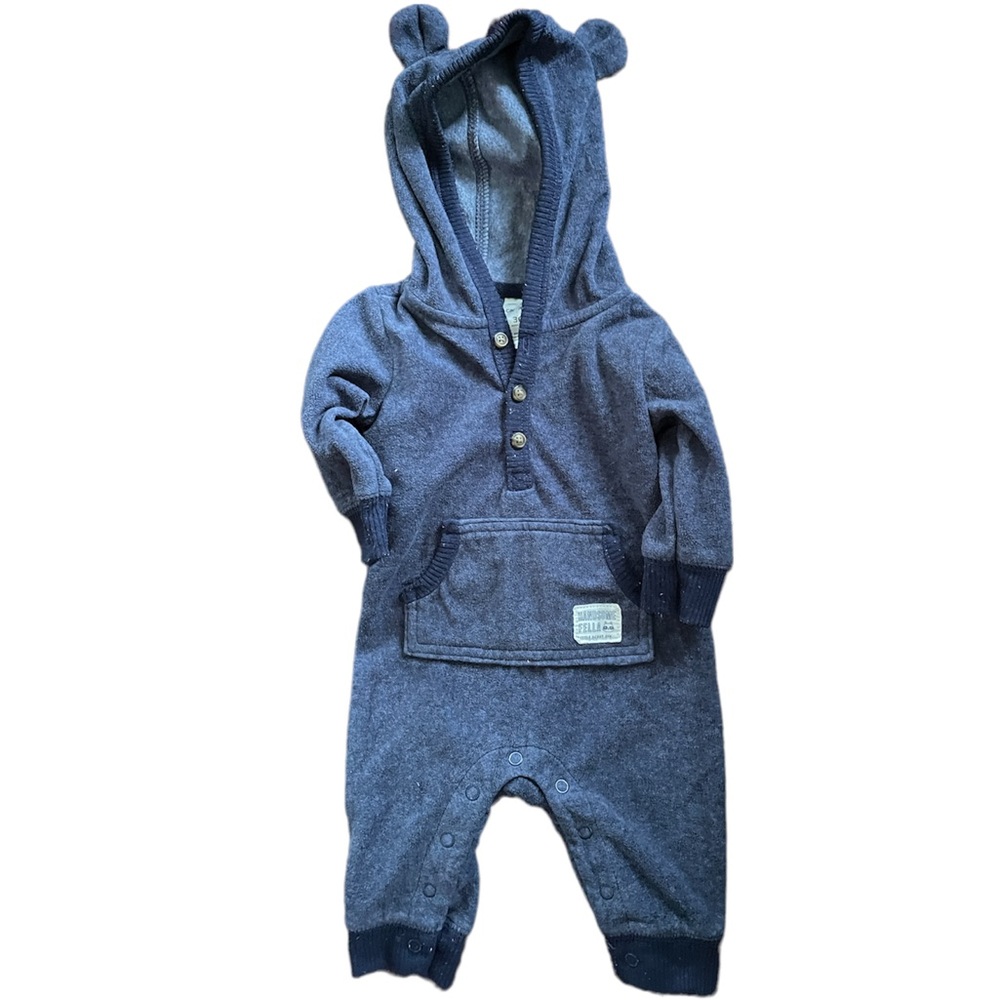 Carter’s Navy Blue Hooded Bear Jumpsuit- Size 3 Months